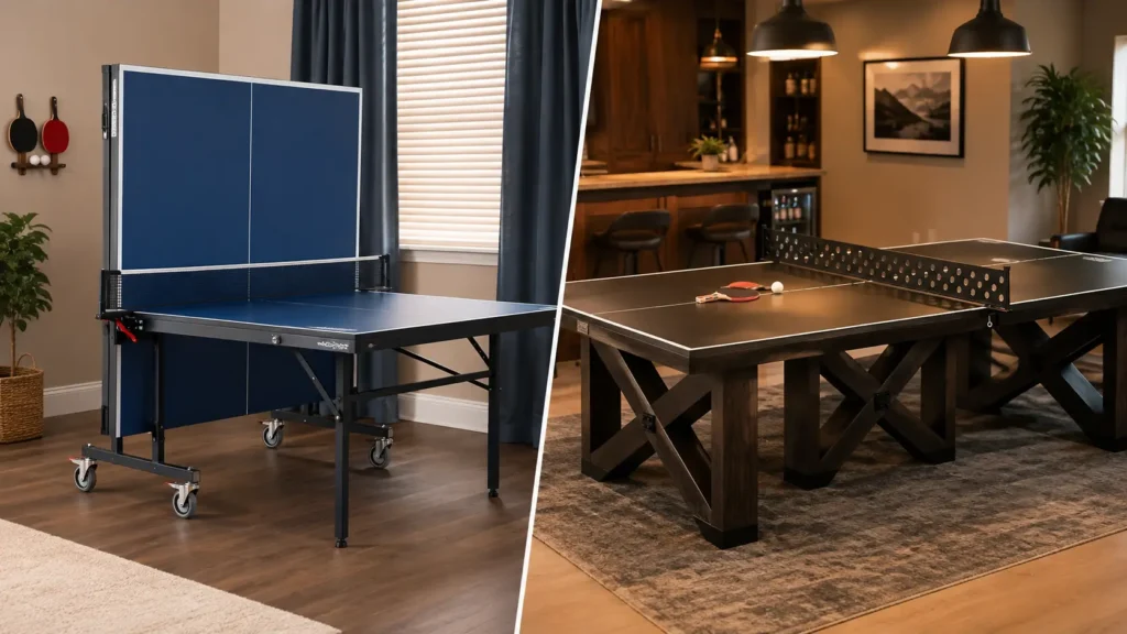 Folding vs fixed ping pong table compared — see the real tradeoffs in size, room needs, and bounce before choosing what fits your space.